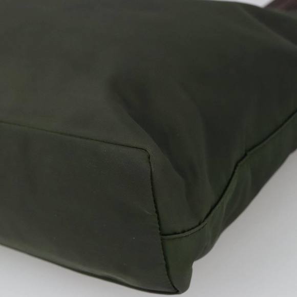 PRADA Tote Bag Nylon Khaki Brown Silver Auth 102966 - Picture 9 of 16